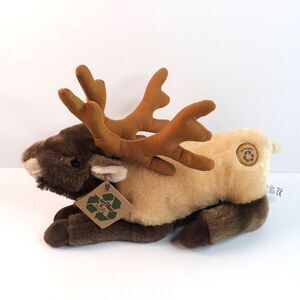 The Petting Zoo Elk Plush Toy Recycled Realistic 12" With Tag
